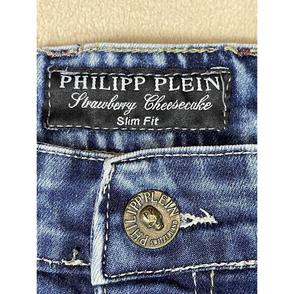 Philipp Plein Jeans Womens 38 Blue Strawberry Cheesecake‎ Denim Adult - Picture 7 of 13